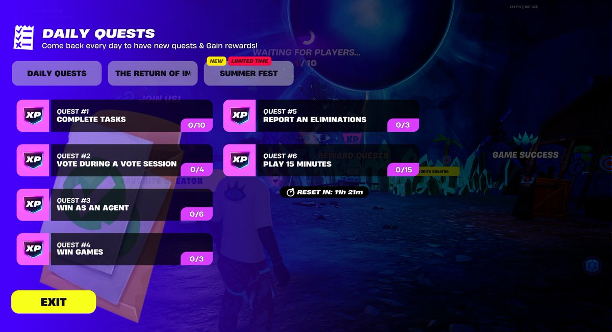 🔥 NEW IMPOSTOR UPDATE 🔥

- Daily quests : 
Complete quests every day to have more rewards! You can see your daily quests progress everywhere with Reward Quests boards available in the lobby &amp; the game! 

- SUMMER FEST IS HERE! 
Complete fun quests to have rewards &amp; have fun in