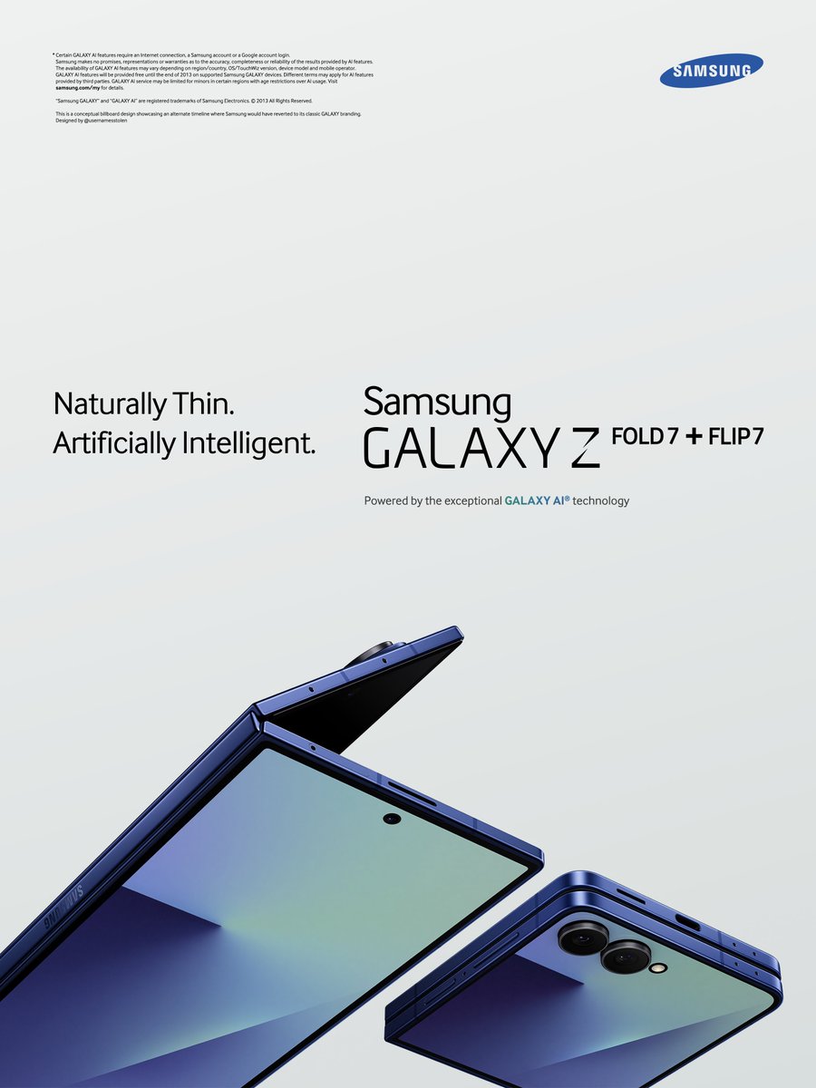 "Naturally thin, artificially intelligent."

Samsung Galaxy billboard design in 2013 style