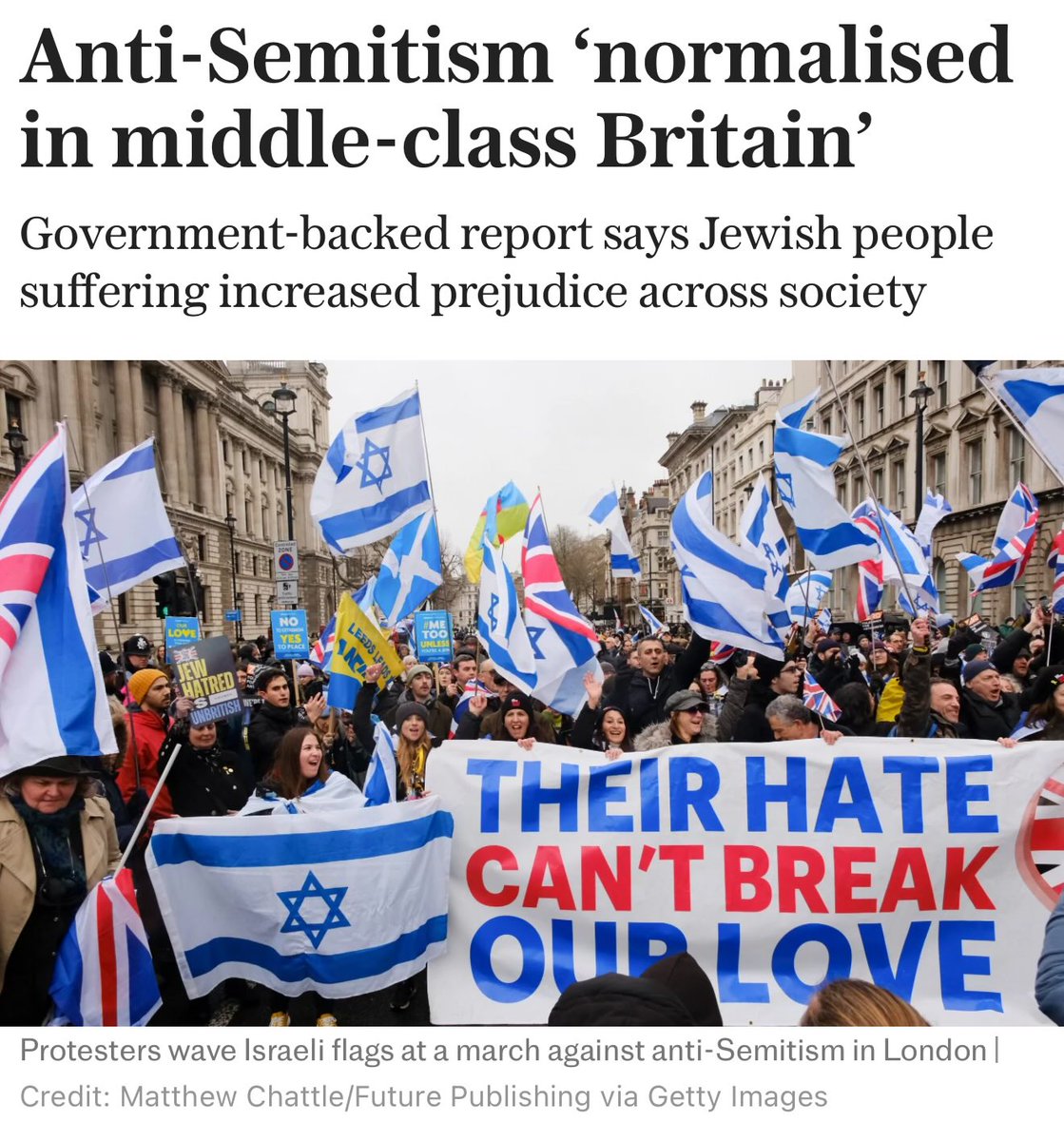 I’ve been banging this drum for over a year, for no other reason than the fact I listen to my Jewish friends.

If you’re British, you probably don’t have Jewish friends. Odds are strongly against it - they are a tiny minority in the UK.

That’s why I’ve tried to amplify their