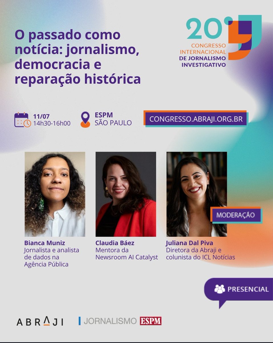 What a great conversation with inspiring colleagues from Brazil and the U.S  in São Paulo, talking about AGI, AI future, archives, and how to teach data driven journalism with AI. The full package. congresso.abraji.org.br/#seguraAgenda-…