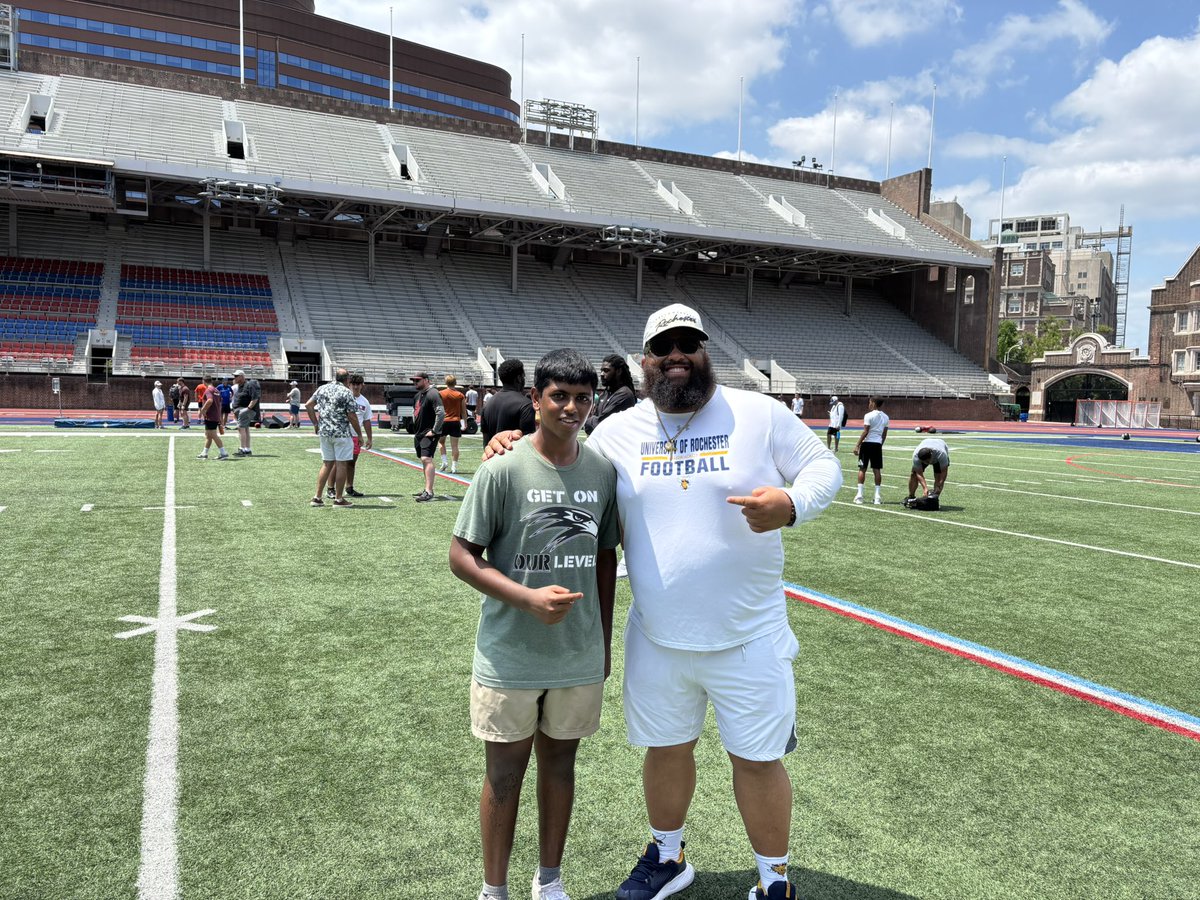 Praneel Kandakur (@praneel_k55) on Twitter photo Great meeting <a href="/IamcoacHHeav/">Jason Henshaw</a> from <a href="/UofRFootball/">Rochester Football</a> at UPenn’s Academic Mega Camp. Nice talking to you about the recruitment process and the University of Rochester as a whole. Excited for the next steps. #linebacker #co27
<a href="/CoachMMJohnson/">Coach Mitch Johnson</a> <a href="/Coach_b_j/">Coach BJ Harrington</a> <a href="/coachmikeg9/">Coach Mike</a> Great meeting <a href="/IamcoacHHeav/">Jason Henshaw</a> from <a href="/UofRFootball/">Rochester Football</a> at UPenn’s Academic Mega Camp. Nice talking to you about the recruitment process and the University of Rochester as a whole. Excited for the next steps. #linebacker #co27
<a href="/CoachMMJohnson/">Coach Mitch Johnson</a> <a href="/Coach_b_j/">Coach BJ Harrington</a> <a href="/coachmikeg9/">Coach Mike</a>