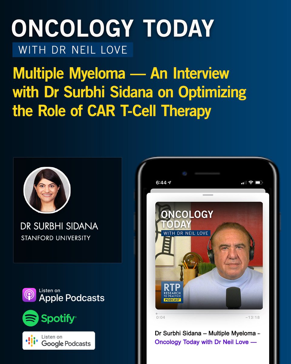 DrNeilLove's tweet image. Check out this episode of our podcast where Dr Neil Love interviews Dr Surbhi Sidana about optimizing the role of CAR T-cell therapy in the management of multiple myeloma. ow.ly/ze3W50WmqRL