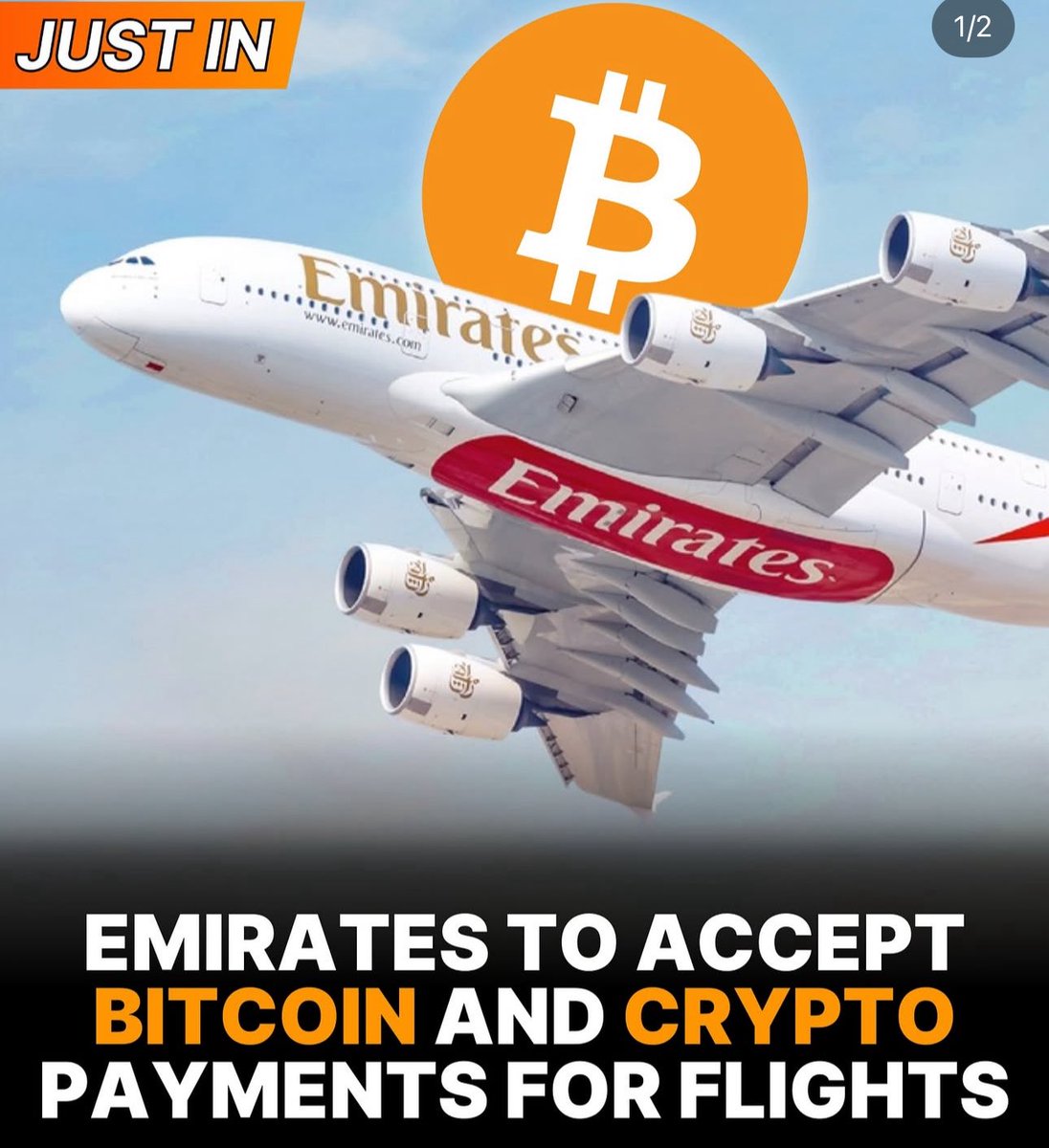 🚨 BIG NEWS! 🛫 You can now pay for your Emirates flights with Bitcoin!  🌍✈️ Are we witnessing the future of travel? Get ready to book your next  adventure with crypto! 💥 #