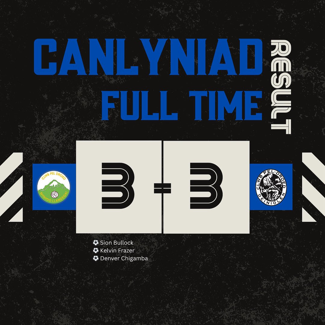 ⚽️ CANLYNIAD TÎM CYNTAF/FIRST TEAM RESULT ⚽️

CPD Mynydd Llandegai FC 3-3 Clwb Pêl-Droed Deiniolen

Diolch i Deiniolen am y gêm heddiw/Thanks to Deiniolen for today’s game

💙💙💙💙💙💙
