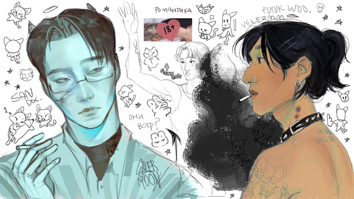 g1llermoon's tweet image. We drew together with @velermmart in Magma 🤓
In the process, we came up with the idea that Sxn is a sadist doc and Wxx loves BDSM AHKKKHHAKK