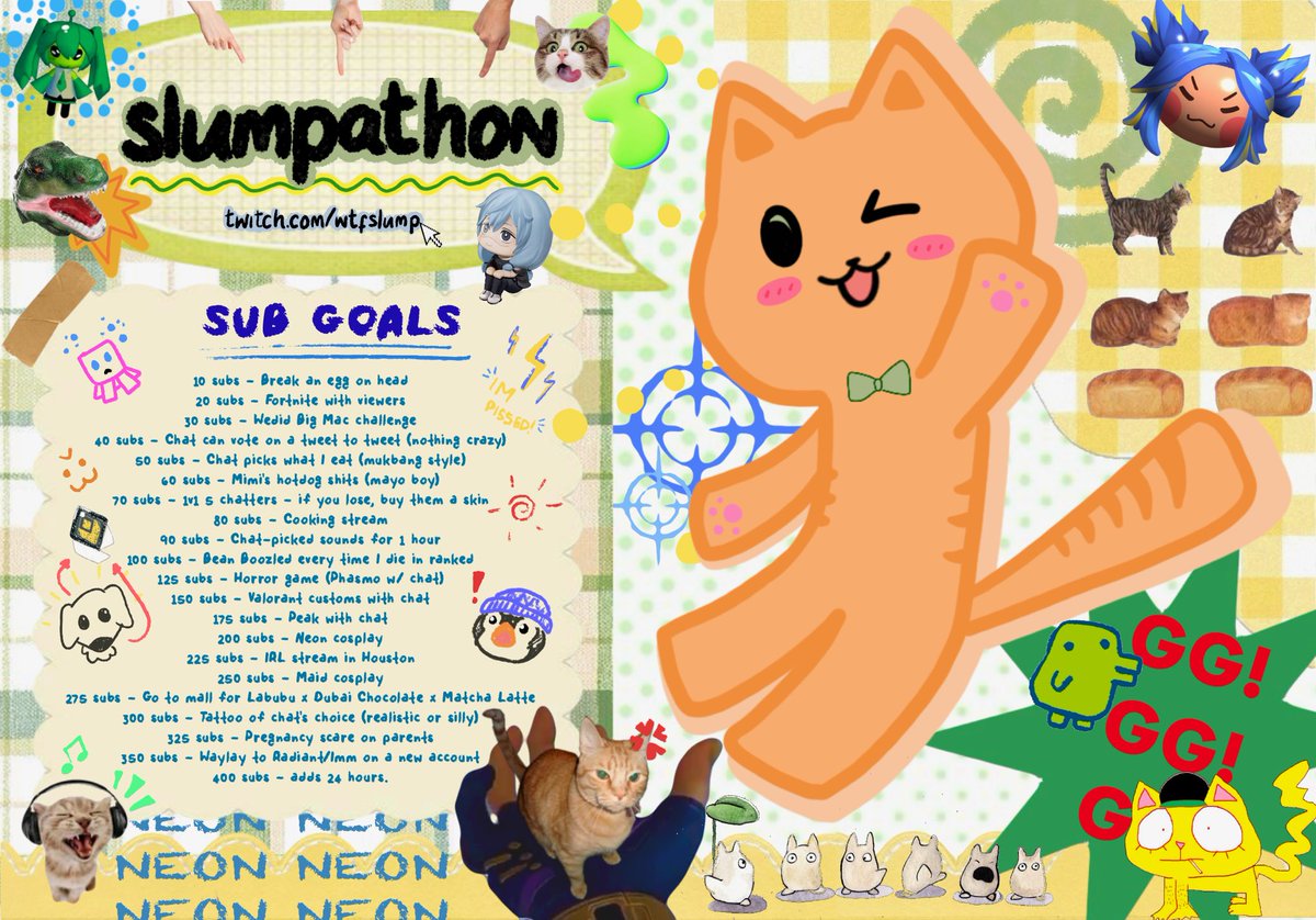 Subathon 12 am central tn :)

Every tier 1 sub is extra 5 mins

Every follow 30 secs

24 hour starting time.