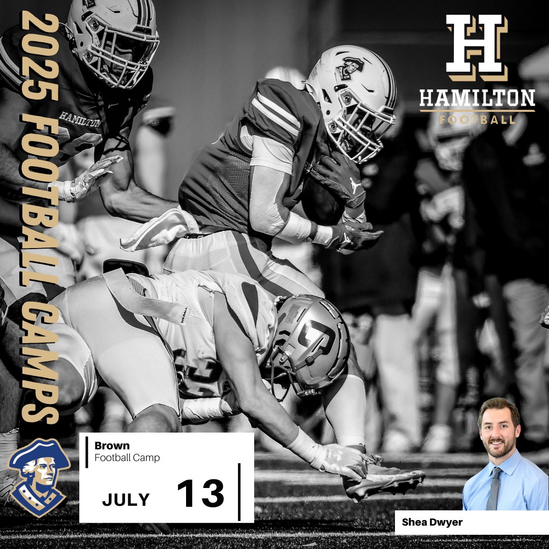 HamCollFootball's tweet image. Another big camp day for our staff tomorrow! Brown, Harvard, Penn and Columbia for coaches Dwyer, Mash and Wright.