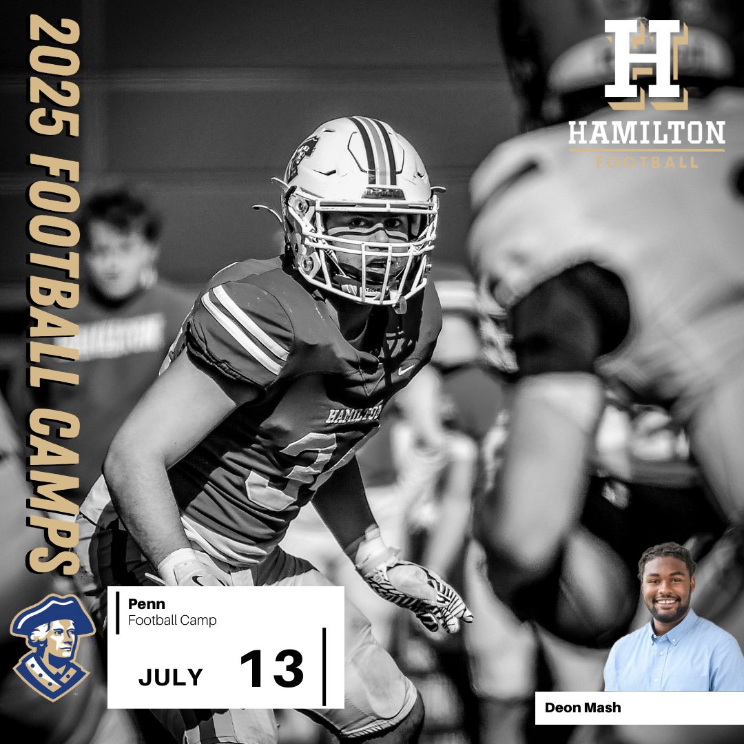 HamCollFootball's tweet image. Another big camp day for our staff tomorrow! Brown, Harvard, Penn and Columbia for coaches Dwyer, Mash and Wright.