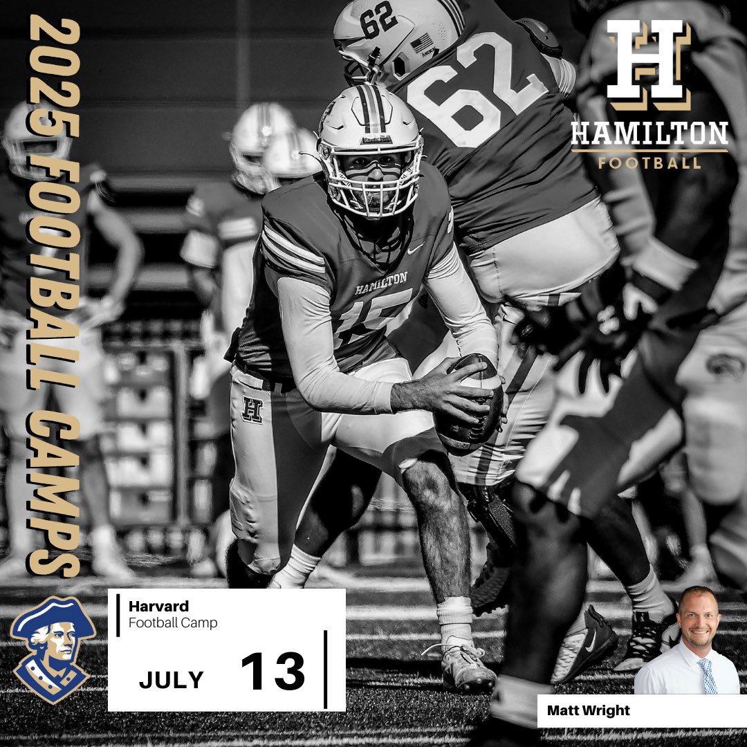 HamCollFootball's tweet image. Another big camp day for our staff tomorrow! Brown, Harvard, Penn and Columbia for coaches Dwyer, Mash and Wright.