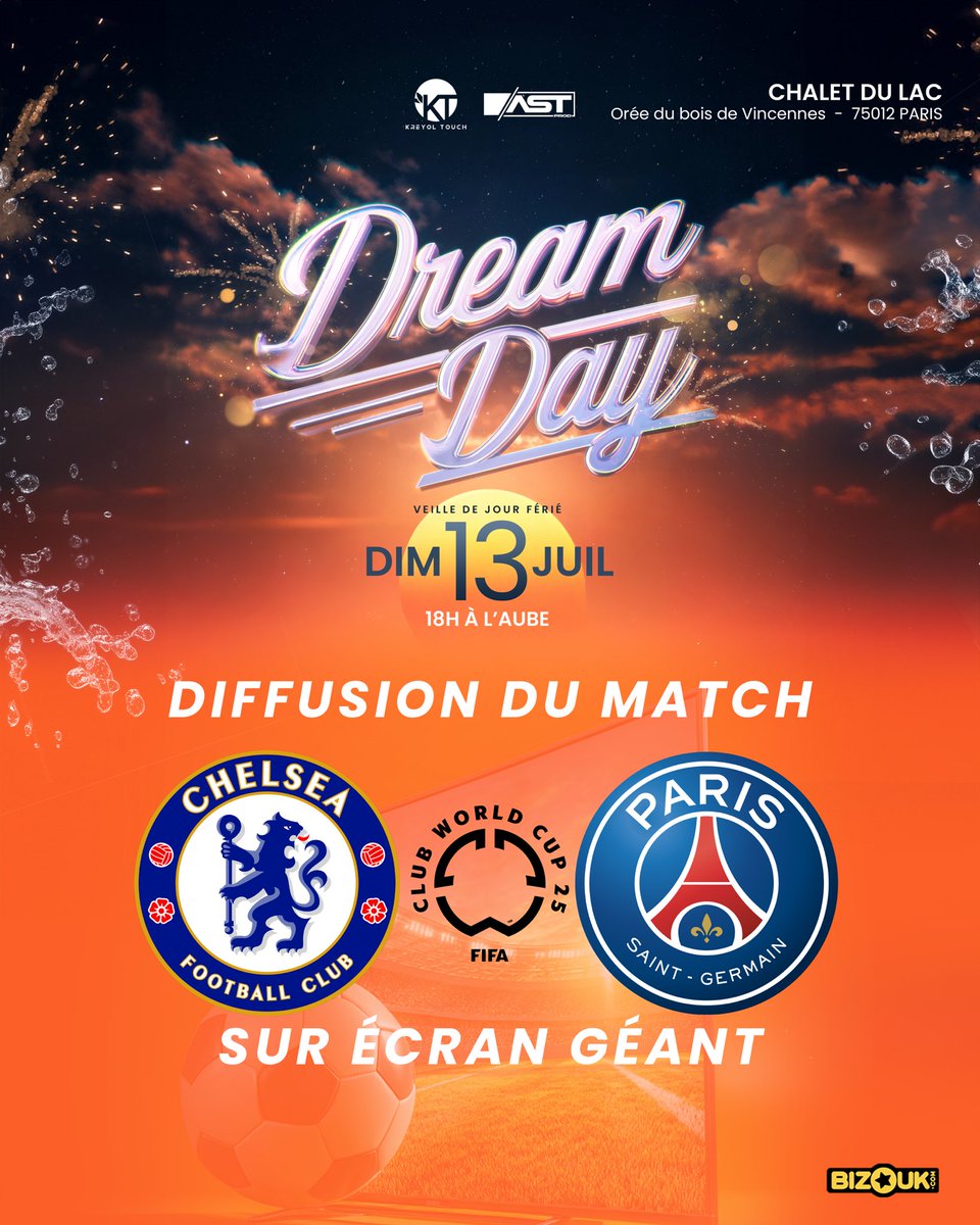 ⚽️⚽️⚽️⚽️⚽️⚽️⚽️⚽️⚽️⚽️⚽️⚽️

Diffusion de la Finale…🔥⚽️

🤩La DREAM DAY c’est Demain… Jour de Fête 🥳😎
