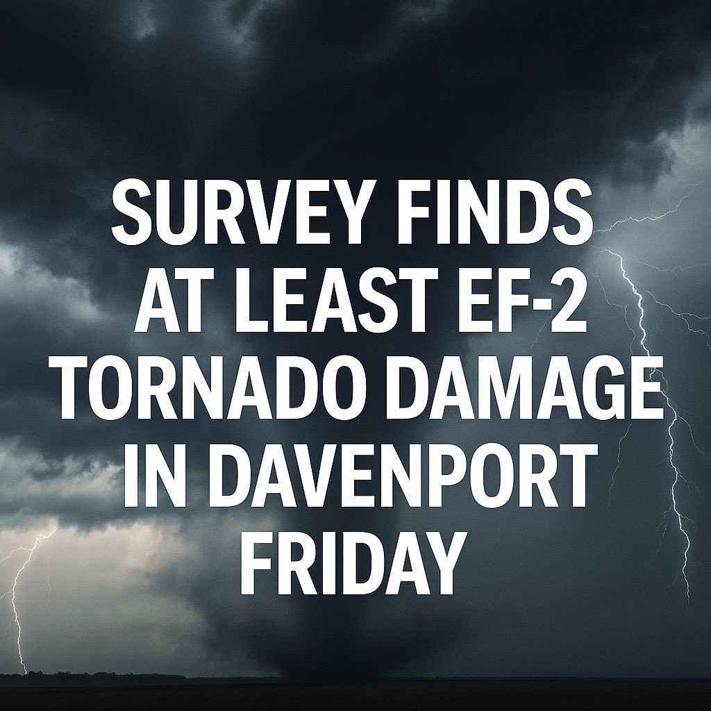 IAStormChasing's tweet image. From the National Weather Service in the Quad Cities:
“An ongoing NWS Storm Damage Survey has determined that at least EF2 tornado damage occurred on the far southwest side of Davenport on Friday shortly after 5 PM. The strongest damage occurred at a Motorhome/RV Dealership.…