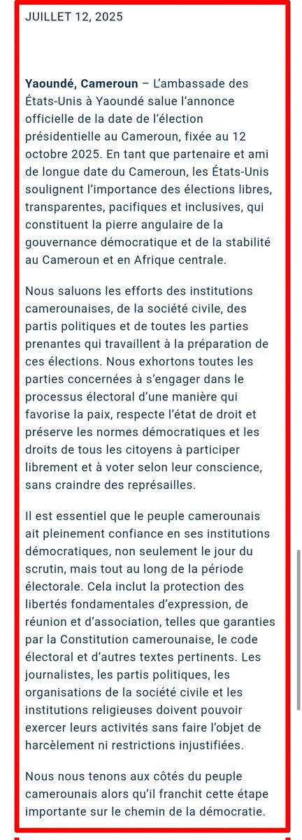 justiciersdu237's tweet image. Le peuple exige la publication de la liste électorale nationale. Vous êtes en retard de plus de 6 mois. 

Comme @USEmbYaounde a écrit vous vous devez de respecter l&apos; article 80 du code électoral sur la publication de la liste électorale nationale. 
#article80
#codeelectoral