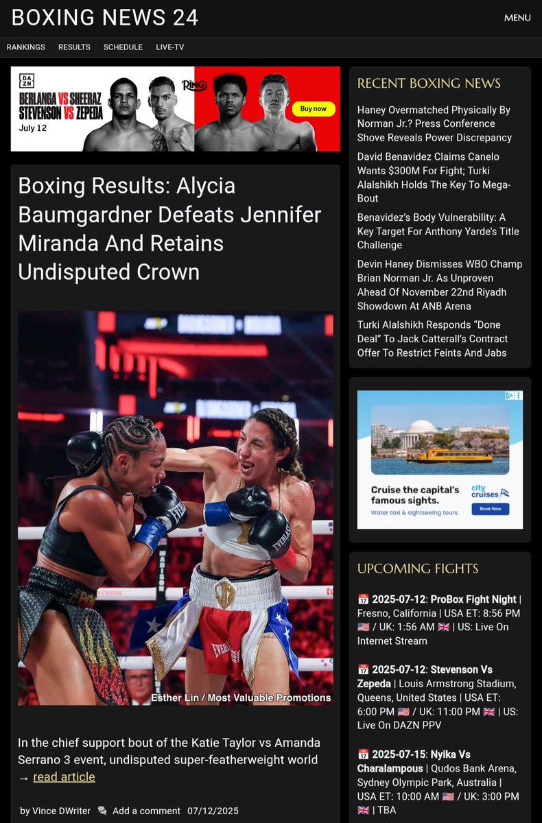 DWriterVince's tweet image. Click link 
bxng24.com/TLtTwZ 

#boxingnews #TaylorSerrano #taylorVsSerrano3 #alyciabaumgardner #BaumgardnerMiranda