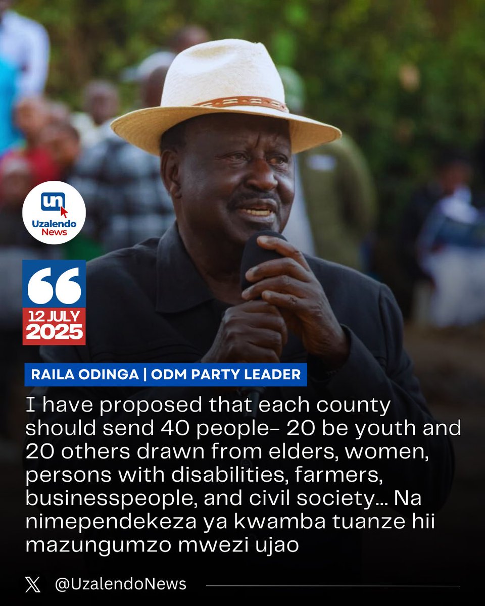 Raila Proposes 1,880-Member Conclave to Chart Kenya’s Future—40 from each county

Read more uzalendonews.co.ke/railas-interge…