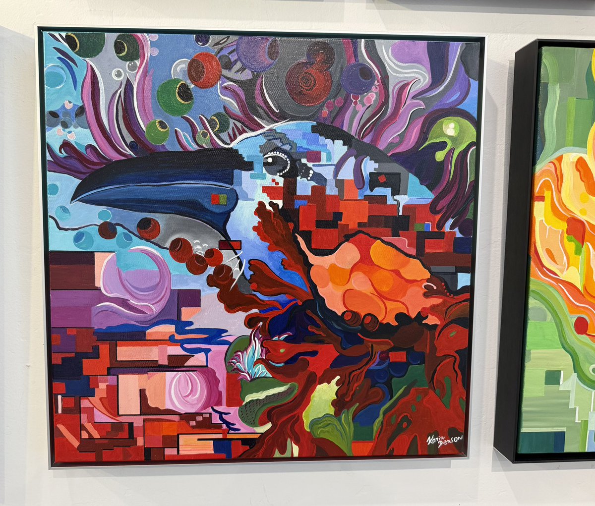 “From the Tide Pools to the Headlands”, acrylic on canvas, 20”x20”, framed. 
Now available at Edgewater-Gallery.com or dm me directly 😃 #glitchart #fineart #painting #californiawildlife