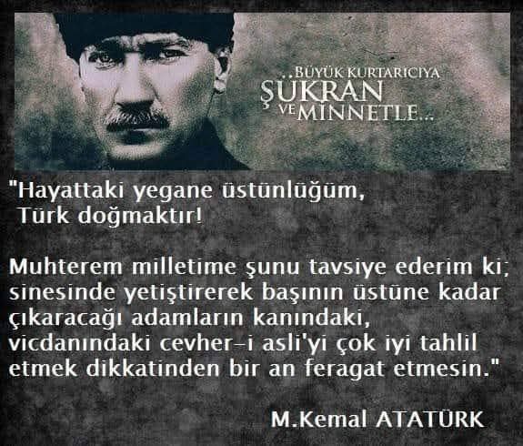 NE MUTLU TÜRKÜM DİYENE‼️
NE MUTLU ATATÜRK'ÜN YOLUNDA İLERLEYENE‼️
🇹🇷🦅🇹🇷