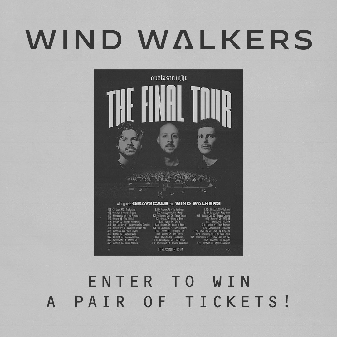 Just a few days left to enter to win a pair of tickets to see us with Our Last Night and Grayscale this fall! Enter here: ffm.link/oln_tg