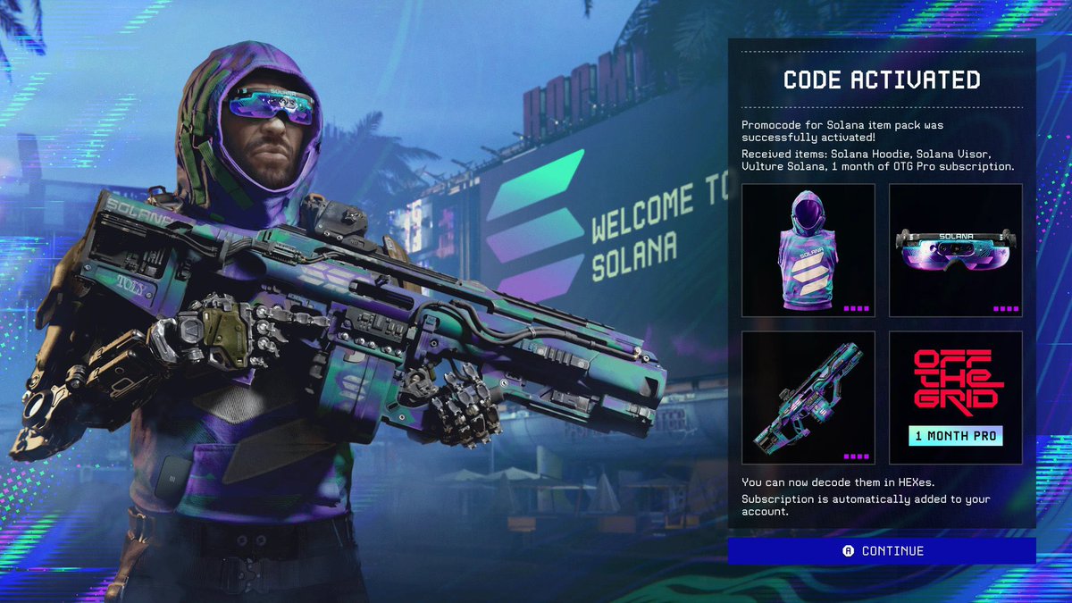 Sony79797's tweet image. 👀👀 HOT GIVEAWAY from Off The Grid x Solana! 👀👀

We’re giving away 3 EXCLUSIVE GIFT PACKS for the passionate OTG community!

🎉 Each pack includes:
🔹 Exclusive Solana Visor
🔹 Stylish Solana Hoodie
🔹 Rare Solana Vulture Weapon
🔹 FREE 1-Month OTG PRO Pass

🚀 How to Enter:…