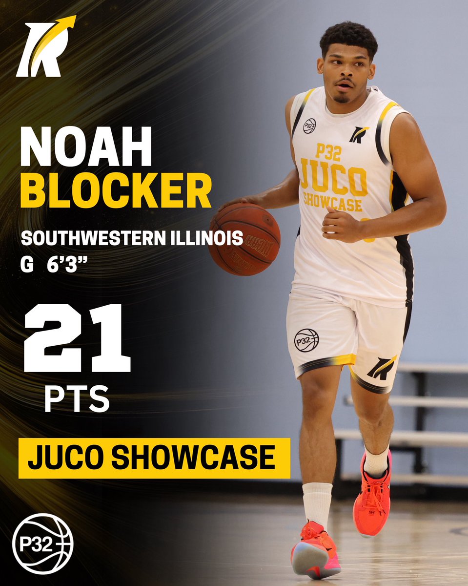 Southwestern Illinois 6’3” guard Noah Blocker went off for 21 points on Day 2 of the P32 League JUCO Showcase in St. Louis — a tough shot-maker who made his presence felt.