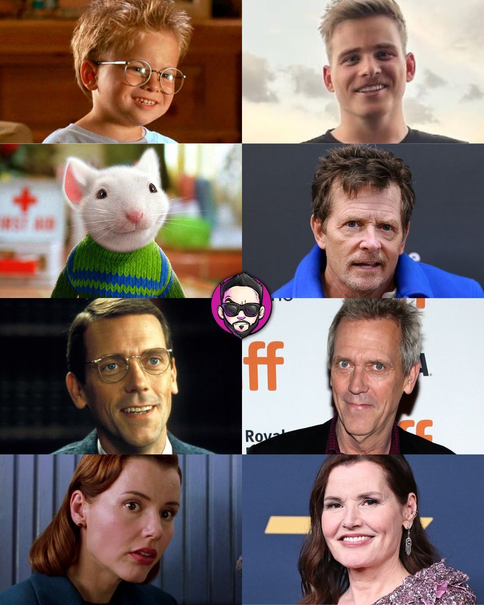 Así lucen los actores de "Stuart Little" 🐁 
Jonathan Lipnicki, Michael J. Fox, Hugh Laurie y Geena Davis