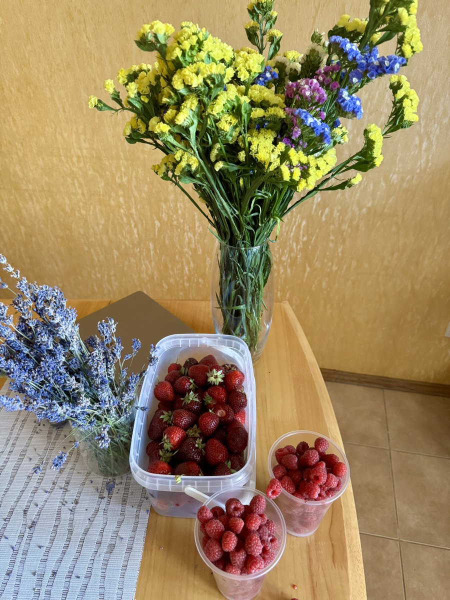 maria_avdv's tweet image. Barely slept after several nights of Russian bombardment, but couldn’t miss the farmer’s market. The berries are just too good.
Maybe that’s our superpower here in Ukraine: we keep choosing life. 💛💙