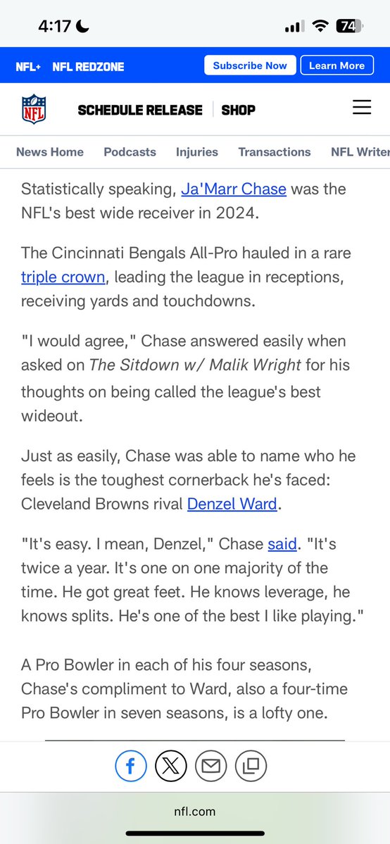 Marissa Myers (@marissa_m27) on Twitter photo Can’t lie clicking on an article on the official NFL website and seeing it based around the <a href="/sitdown513/">The Sitdown w/ Malik Wright</a> interview <a href="/Wrightreportt/">Malik Wright</a> did with Ja’Marr Chase is surreal 🔥👏
Only just the start of big things to come this summer/football season
nfl.com/news/bengals-w… Can’t lie clicking on an article on the official NFL website and seeing it based around the <a href="/sitdown513/">The Sitdown w/ Malik Wright</a> interview <a href="/Wrightreportt/">Malik Wright</a> did with Ja’Marr Chase is surreal 🔥👏
Only just the start of big things to come this summer/football season
nfl.com/news/bengals-w…