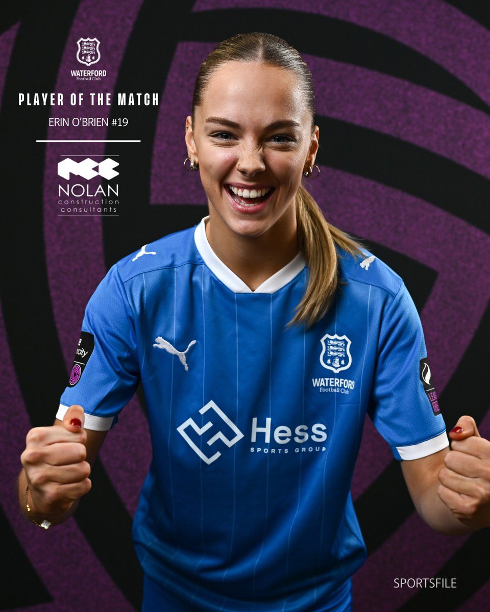 WaterfordFCie's tweet photo. 🏆 | Today’s Player of the Match, as voted by today’s Match Partner Nolan Construction Consultants, is our number-nineteen Erin O’Brien after an impressive display 👏

#WaterfordFC | #WaterfordFCWomens https://t.co/OhnSNYx0ri