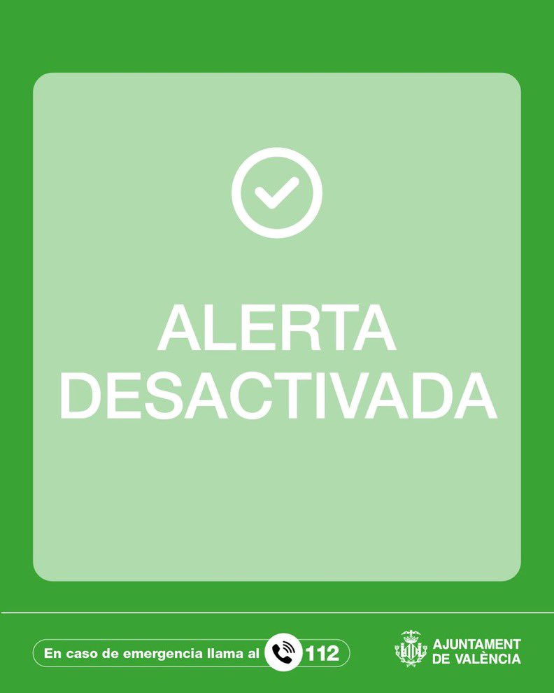 FDMValencia's tweet image. Se decreta y establece el fin de todas las alertas por lluvias y tormentas en #València.