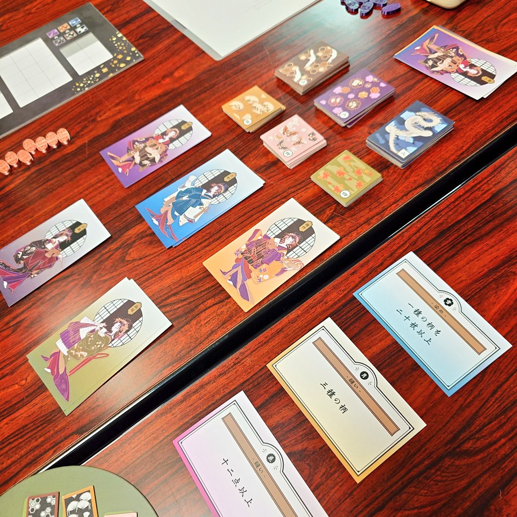 victor_kafka's tweet photo. 1週間前ですが、PE10さん開催の盤上指南遊戯会で色里を遊んできました!
1回しか遊べませんでしたがとても面白かったです!また遊びたい…!
作者のさるすべりさん@100daysCrimsonからたくさんお話を聞けてとてもためになりました✨️ありがとうございました!
ボードゲーム作るぞ…!
#PE10
#色里 https://t.co/BDrSQPcrsE