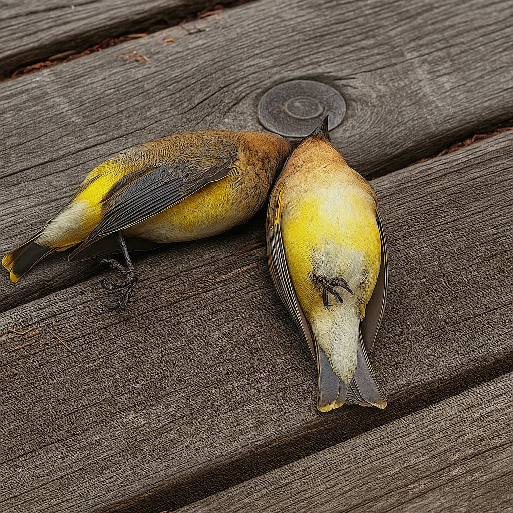 Un rappel bouleversant ! 

🕊️ Hier, j’ai été témoin d’un instant si intense qu’il m’a laissé sans voix.

Tout a commencé par un bruit discret à la fenêtre. En me penchant, j’ai découvert un petit oiseau étendu, sans vie, sur la terrasse : un jaseur boréal. Juste à côté, son