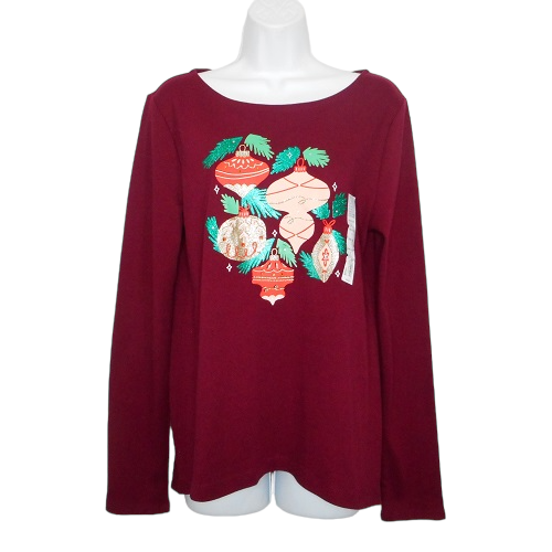bevsshop's tweet photo. It's Christmas in July! Check out Croft & Barrow Top Womens S Burgundy Red Cotton Long Sleeve Embellished Christmas Casual #croftandbarrow #top #knittop #longsleeve #embellished #christmas #casual #christmasornaments #glitter #rhinestones https://t.co/TYD32lBqWn #eBay via @eBay https://t.co/A6tT12HDPl