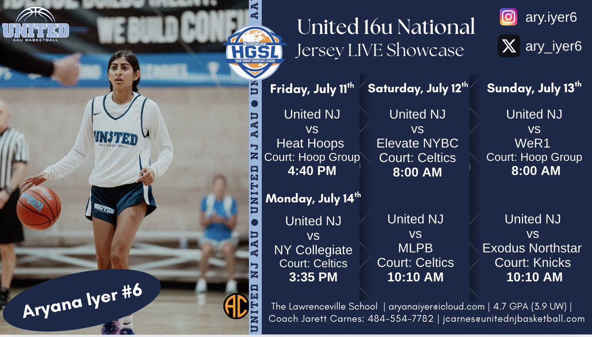 Aryana Iyer (@ary_iyer6) on Twitter photo We’re hitting the courts early. Check out my up to date schedule below and catch us in action. <a href="/unitedNJaau/">United NJ AAU</a> <a href="/jcarnesjr/">Coach Carnes</a> <a href="/CoachGaba/">Coach Joe Gaba</a> We’re hitting the courts early. Check out my up to date schedule below and catch us in action. <a href="/unitedNJaau/">United NJ AAU</a> <a href="/jcarnesjr/">Coach Carnes</a> <a href="/CoachGaba/">Coach Joe Gaba</a>