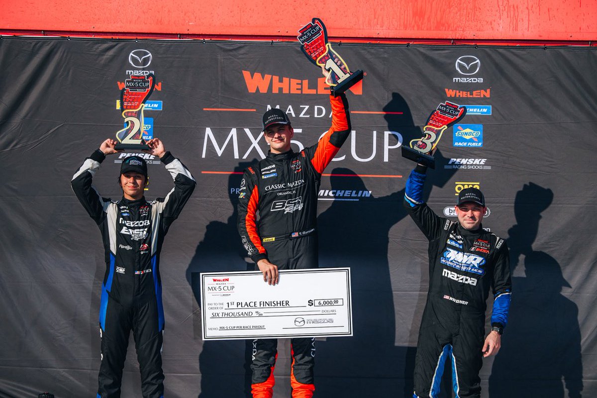 performanceflis's tweet image. It’s Tyler Gonzalez in Victory Lane for @MazdaMX5Cup @CTMPOfficial Race 1! 

Don’t miss the action in Race 2 — Tomorrow morning at 10am ET on RACER.com 

#MX5Cup #MazdaMotorsports #FlisPerformance #IMSA #WhelenMotorsports #MichelinMotorsport