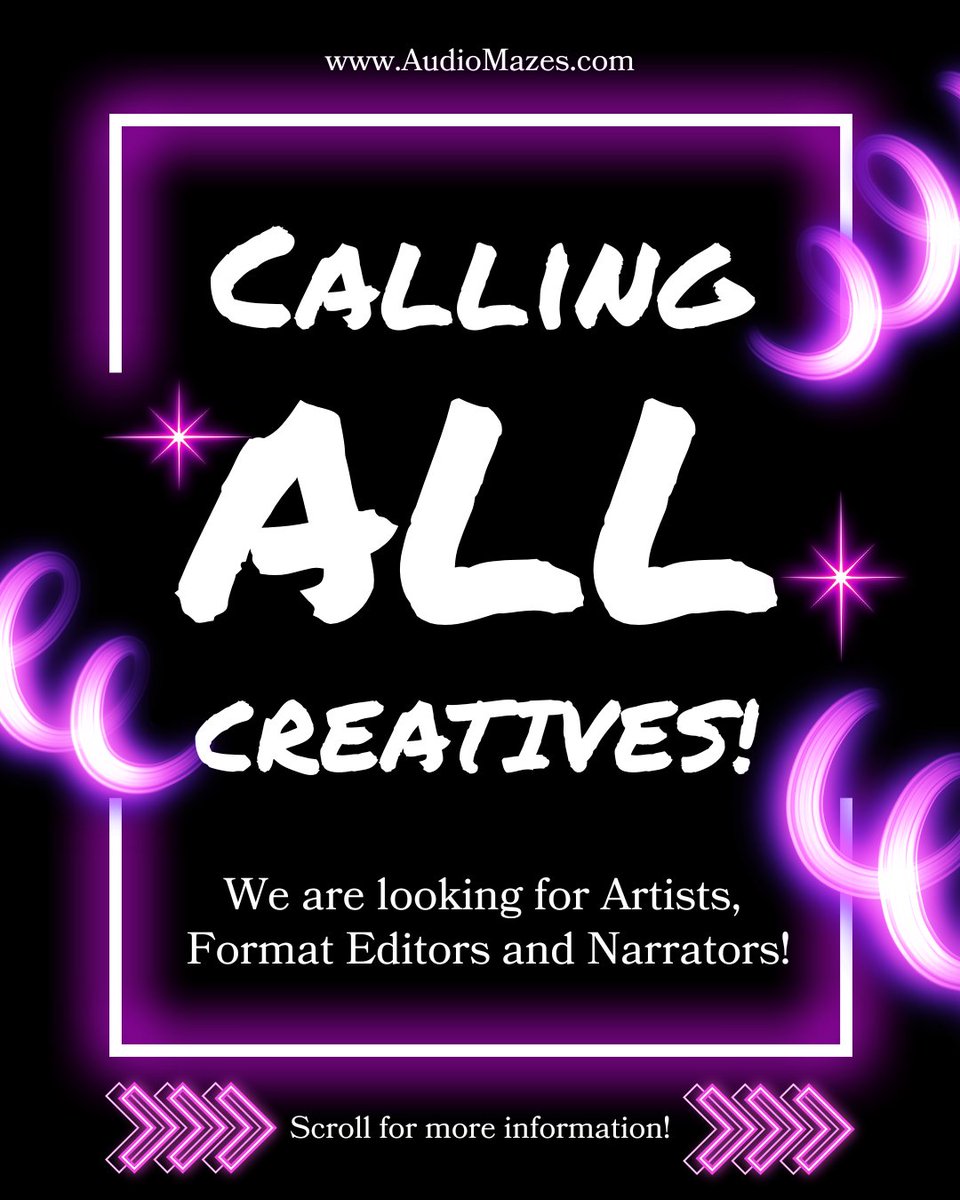 Audiomazes's tweet image. Calling all storytellers, artists, and audio rebels.
We’re expanding our creative universe at AudioMazes™.
🎙Narrators
📝Format Editors
🎨Digital Artists (no AI)

💻Apply: audiomazes.com/contracts
📰Info: wix.to/v4B0Tna
#AudioMazes #Jobs #Audiobooks