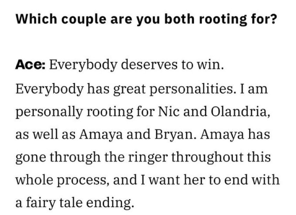 “amaya has gone through the ringer” AND WHO SET THAT SYSTEM UP.