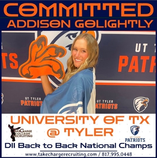 TakeChargeRecruiting-Softball (@takecharge_sb) on Twitter photo ‼️Congrats to 2026 Grad, <a href="/A_golightly21/">Addison Golightly</a> on her commitment to play at UT Tyler‼️ <a href="/IGNatl18uNTX/">IMPACT GOLD NATIONAL 18U NTX</a> <a href="/TakeCharge_SB/">TakeChargeRecruiting-Softball</a> ‼️Congrats to 2026 Grad, <a href="/A_golightly21/">Addison Golightly</a> on her commitment to play at UT Tyler‼️ <a href="/IGNatl18uNTX/">IMPACT GOLD NATIONAL 18U NTX</a> <a href="/TakeCharge_SB/">TakeChargeRecruiting-Softball</a>