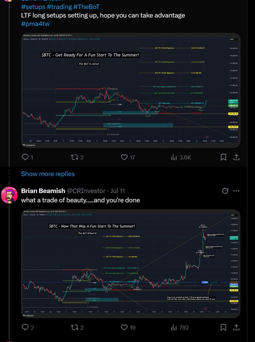 CRInvestor's tweet image. #LearnToTrade #TradeSetups #BriansBigFatBoT
If I was gonna teach a course on trading, I think I might just say....&apos;do this&apos;.
What a cool back to back image, if you really want to learn, bookmark/journal/screenshot this &amp;amp; simply replicate.
#pma4tw