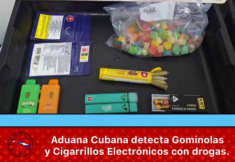 La Aduana General de la República, a través de su Vicejefe Primero, William Pérez González, reiteró en redes sociales la alerta sobre intentos de introducir drogas en Cuba a través de gominolas y cigarrillos electrónicos, tras nuevas detecciones en la Aduana de Ciego de Ávila.