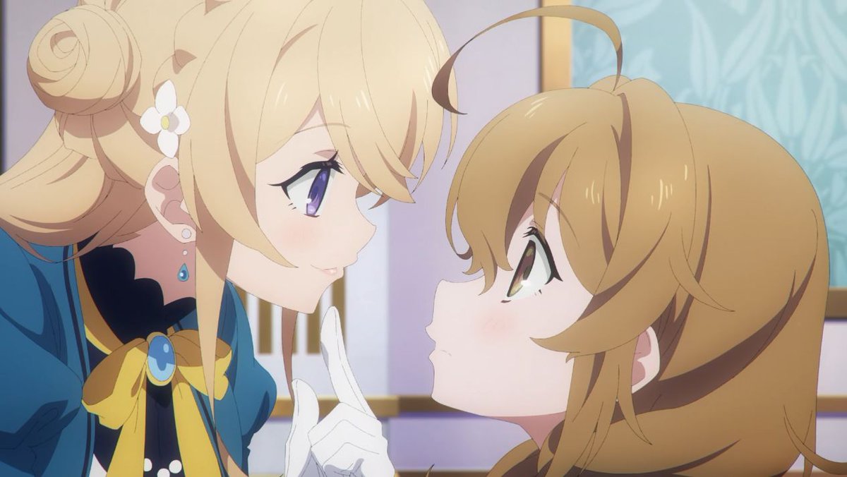 KADENAYAMA's tweet photo. #サイレントウィッチ 2話。ああ、なんでしょうかこの全編に漂う格調高い百合の波動と乙女ゲーの波動ｗいやハイソ感が物凄い学園潜入編。高級なチョコレートを舌先で転がしているような…モニカでなくても緊張するわこんな空間wｗ数学オタなモニカはこれから開いた会計役になる流れかな？頑張れモニカ！ https://t.co/1x0xhwgCQf