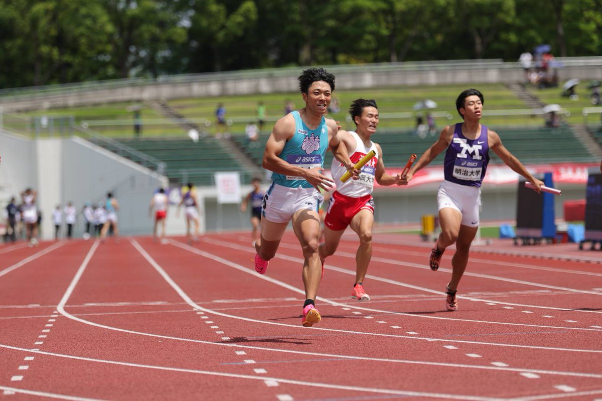 Getsuriku's tweet photo. #日本選手権リレー
男子4×100mR
筑波大38.72＝大会新！！
木梨嘉紀
西岡尚輝
久保井颯
先本貴一朗

中大38.89
大東大39.09 https://t.co/NEJ07Lx3Li