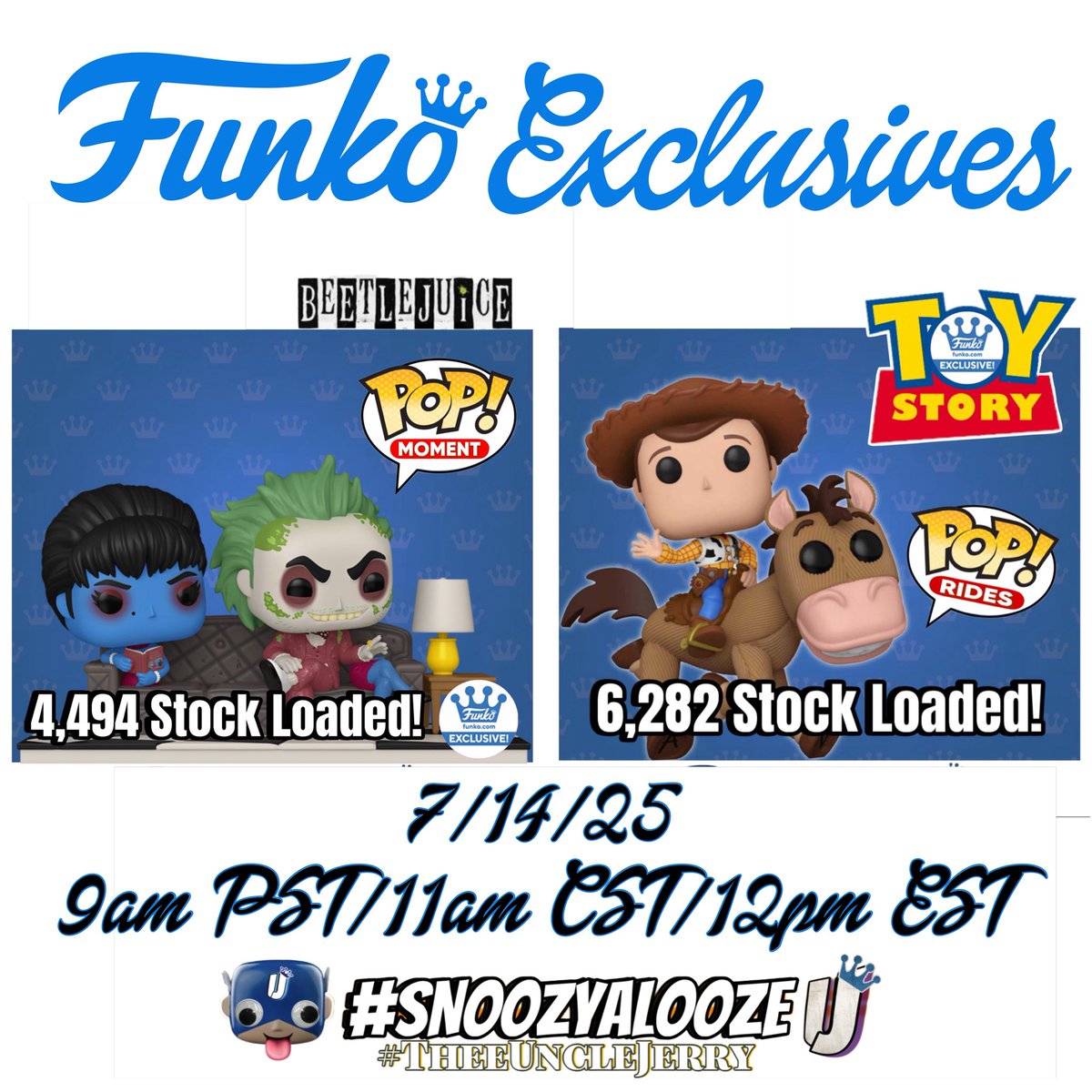 🗣️ STOCK/DROP UPDATE!! 🚀

Funko POP! RIDES DELUXE WOODY ON BULLSEYE (30TH ANNIVERSARY) 
&amp; 
Funko POP! MOMENT BEETLEJUICE IN THE WAITING ROOM

👉 bit.ly/3IrvoGD

Current stock is pictured. Stock can change by drop day. #ad