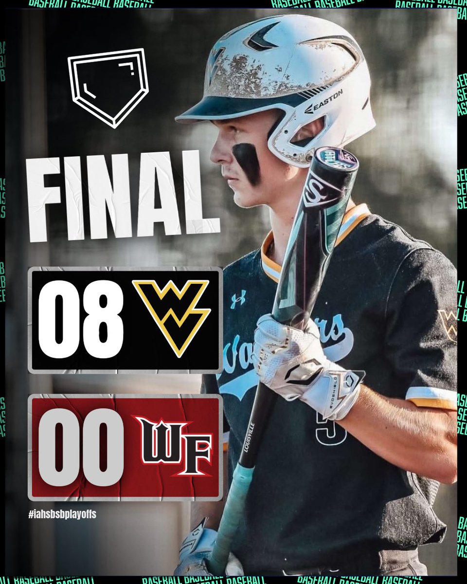 🚨𝗣𝗟𝗔𝗬𝗢𝗙𝗙 𝗕𝗔𝗦𝗘𝗕𝗔𝗟𝗟 𝗙𝗜𝗡𝗔𝗟 𝗦𝗖𝗢𝗥𝗘🚨

Wapsie Valley defeats West Fork 8-0 🔥

The Warriors will face Saint Ansgar in the district final.

#iahsbb Instagram