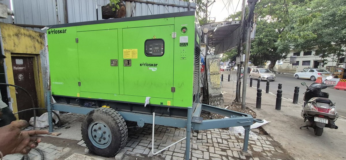 maxpowerservice's tweet image. ✅ Successful Commissioning Update!

Sucessful commissioning of 58.5kVA Kirloskar CPCB IV+ Diesel Generator Set with MS Trolley Mounted Solution at Nungambakkam, Chennai.

For more details, visit 🌐 maxpowerservices.com
📞 Call us: 9382836363

##DieselGenerator #KirloskarDG