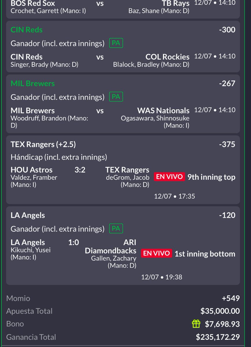 hugowx_'s tweet photo. Solo nos falta Angels y ganamos el parlay +550 que les regale, si ganan rifare $5,000 entre los más activos 😼😼

Buena suerteee, vamos por el parlay estamos cerca 😍 https://t.co/yP7hBZbL2W