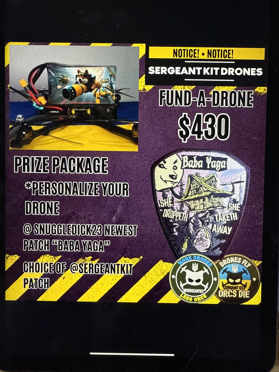 $699 raised in the raffle = 1 drone funded, and more than halfway to the next.

These are frontline drones built in Ukraine to take out ruzzia

🎯 Every $5 ticket helps.
🎁 Killer prizes.
🇺🇦 Deadlier drones
Goal: $4,300 (10 drones)