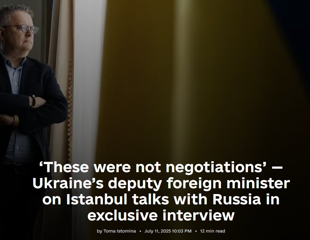 Devana 🇺🇦 (@devanaukraine) on Twitter photo 💬 "You Don’t Exist as a Nation or a Country": Ukrainian Diplomat Reveals Shocking Details of Istanbul Talks with Russia
Ukrainian Deputy Foreign Minister Serhiy Kyslytsia has revealed chilling insights from past negotiations between Ukraine and Russia in Istanbul — exposing how 💬 "You Don’t Exist as a Nation or a Country": Ukrainian Diplomat Reveals Shocking Details of Istanbul Talks with Russia
Ukrainian Deputy Foreign Minister Serhiy Kyslytsia has revealed chilling insights from past negotiations between Ukraine and Russia in Istanbul — exposing how