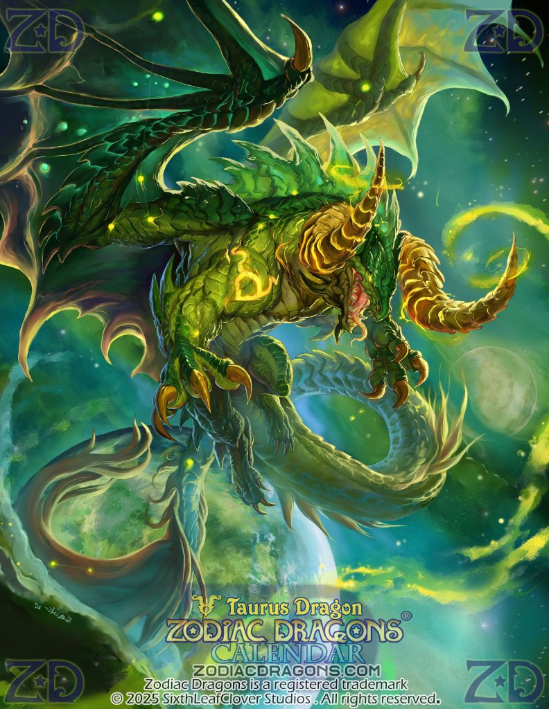 Zodiac Dragon Taurus clashes with the stars as it charges in the galaxy. ♉ 
2026 Zodiac Dragons Calendar Pre-Order is Open!