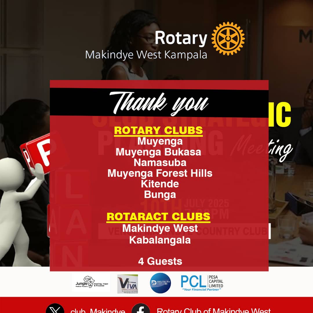 Rotary Makindye West-D9214 (@rcmakindyewest) on Twitter photo We met, and we planned and made merry!
<a href="/rcmx88/">RC Muyenga</a> <a href="/Muyenga_Bukasa/">Rotary Club Muyenga Bukasa</a> <a href="/foresthills/">filippe f</a> <a href="/RcBunga/">Rotary Club of Bunga D9214</a> <a href="/RCTmakindyeWest/">Rotaract Makindye West</a> <a href="/rct_kabalagala/">Rct_kabalagala</a> We met, and we planned and made merry!
<a href="/rcmx88/">RC Muyenga</a> <a href="/Muyenga_Bukasa/">Rotary Club Muyenga Bukasa</a> <a href="/foresthills/">filippe f</a> <a href="/RcBunga/">Rotary Club of Bunga D9214</a> <a href="/RCTmakindyeWest/">Rotaract Makindye West</a> <a href="/rct_kabalagala/">Rct_kabalagala</a>