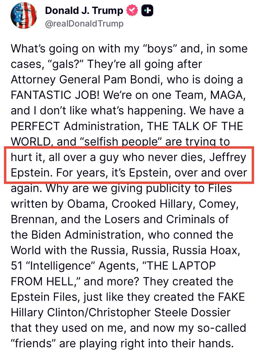 Patri0tContr0l's tweet image. Interesting wording from Trump here, considering many believe Epstein never died and is in witness protection…
“…a guy who never dies, Jeffrey Epstein.”
🤔🤔🤔