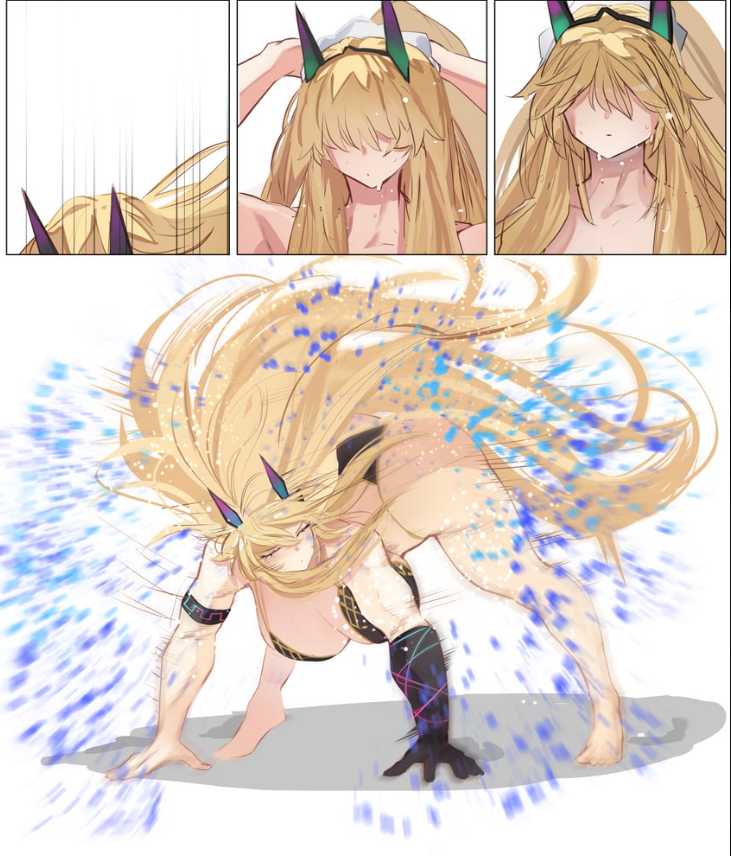 *Emerging from the shimmering pool, drying herself off in a unique way. Who is the lucky person behind her for the view*